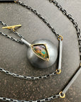 Captured® Boulder Opal Pendant with Mixed Metal Chain 18k Gold and Oxidized Sterling Silver