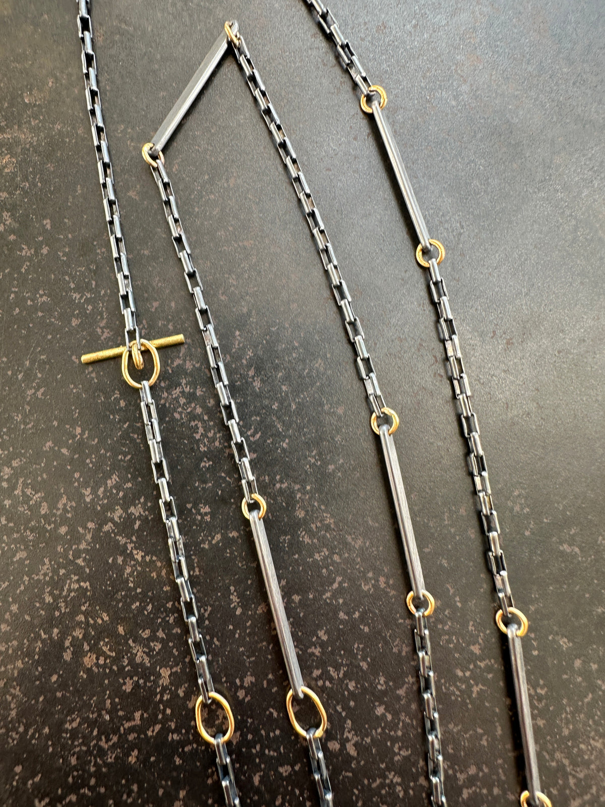 Captured® Boulder Opal Pendant with Mixed Metal Chain 18k Gold and Oxidized Sterling Silver