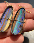 boulder opal, opal, earrings, opal earrings, 18k biimetal, 18k gold