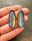boulder opal, opal, earrings, opal earrings, 18k biimetal, 18k gold