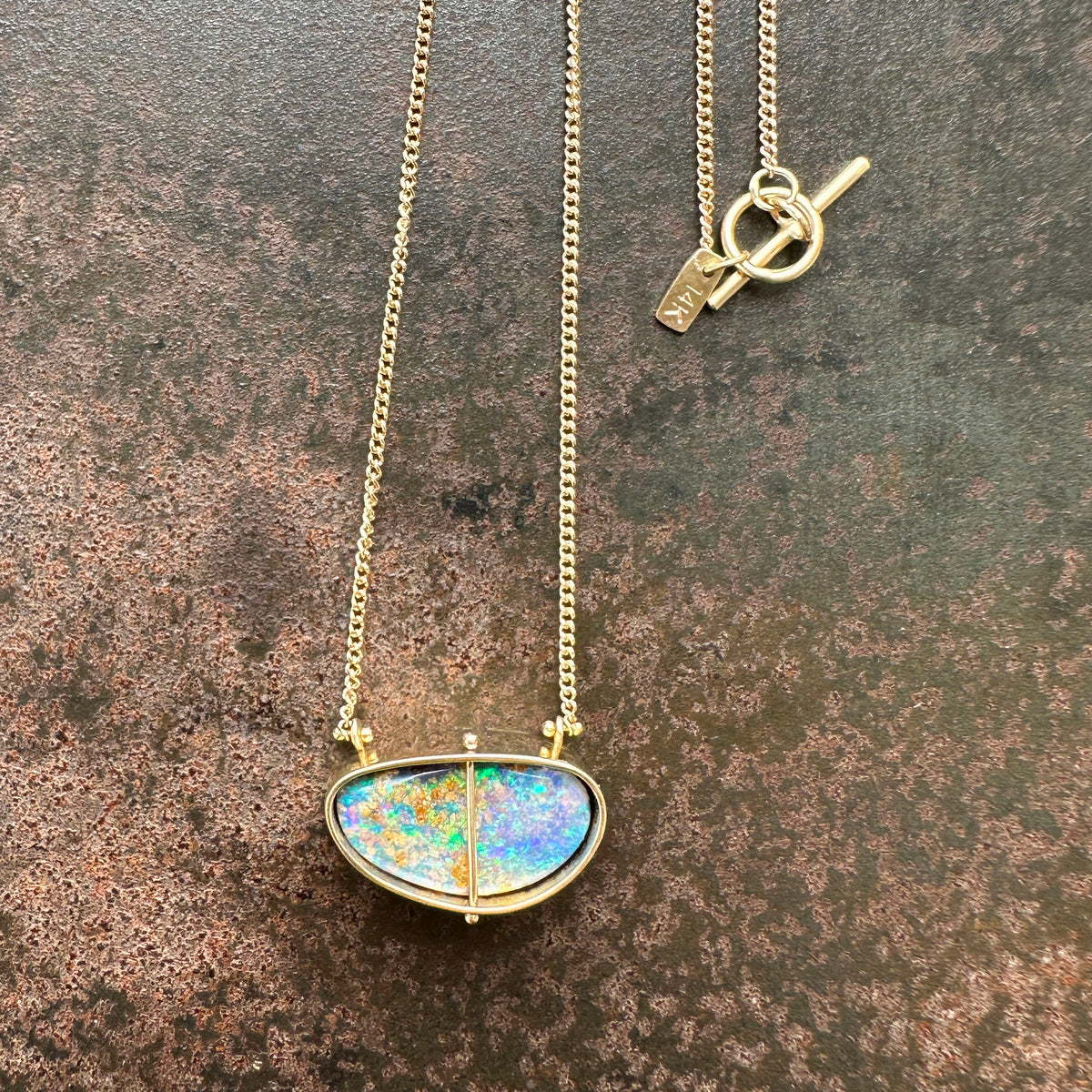 Captured Boulder Opal Galaxy Necklace