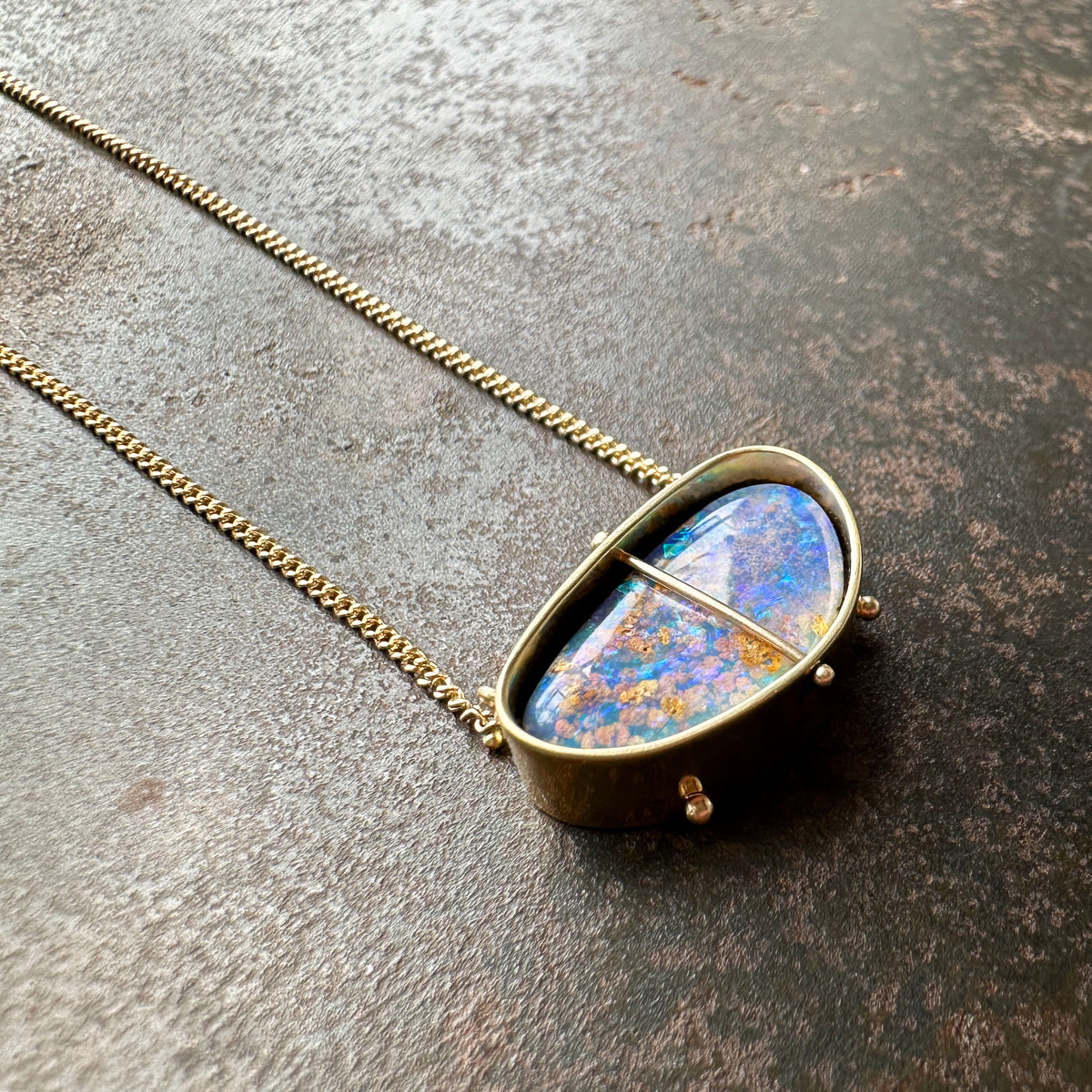 Captured Boulder Opal Galaxy Necklace