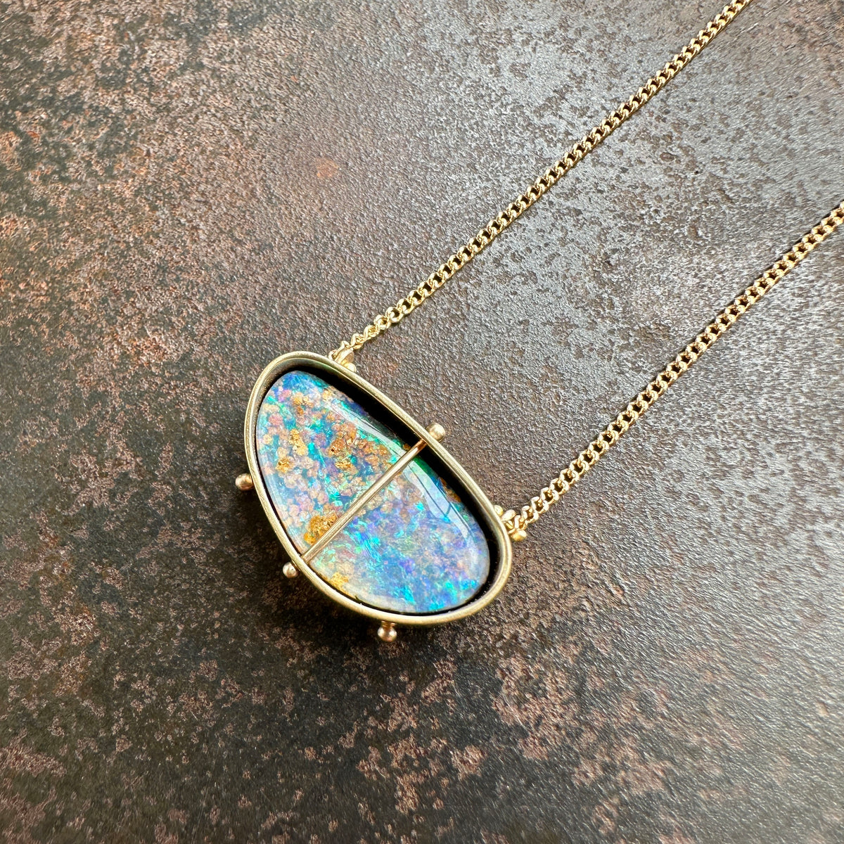 Captured Boulder Opal Galaxy Necklace
