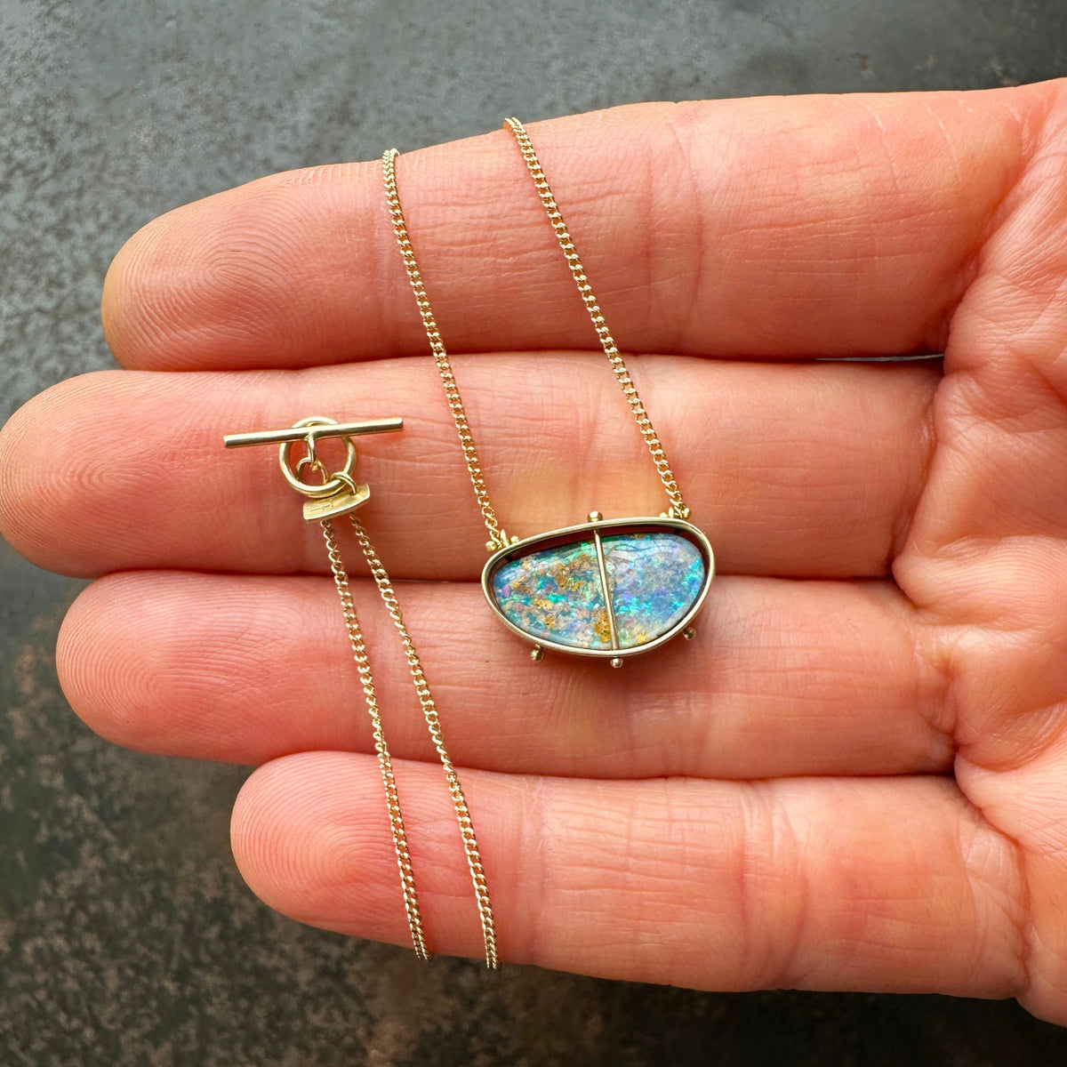 Captured Boulder Opal Galaxy Necklace