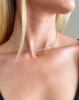 3-Way Silver Diamond Cut Cable Chain with Hammered Bar Links
