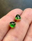 chrome diopside green gemstone and 18k gold stud earrings