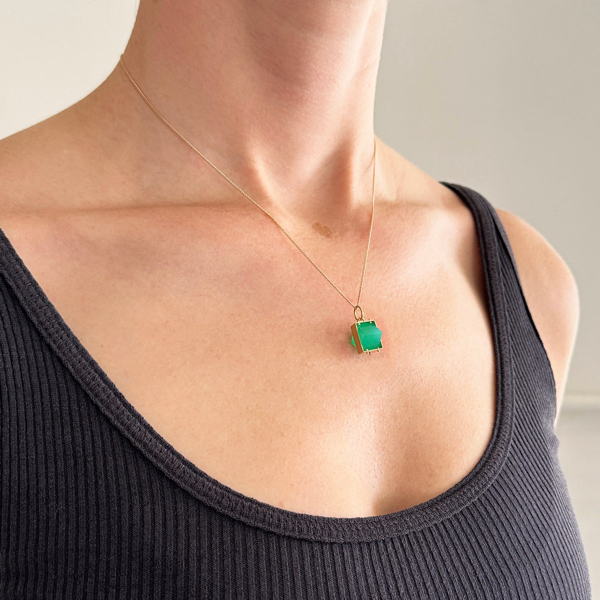 Captured® Chrysoprase Cube Pendant