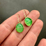 chrysoprase, drop earrings, earrings, green earrings, 18k gold earrings