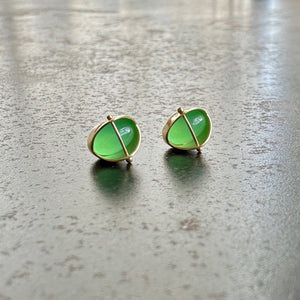 Captured Chrysoprase Oval Studs