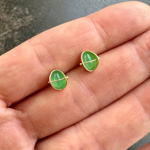 Captured Chrysoprase Oval Studs