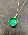 Captured Chrysoprase Circle Pendant