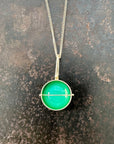 Captured Chrysoprase Circle Pendant