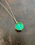 Captured Chrysoprase Circle Pendant