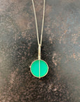 Captured Chrysoprase Circle Pendant