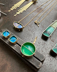 Captured Chrysoprase Circle Pendant