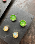 Captured Rosecut Chrysoprase Studs