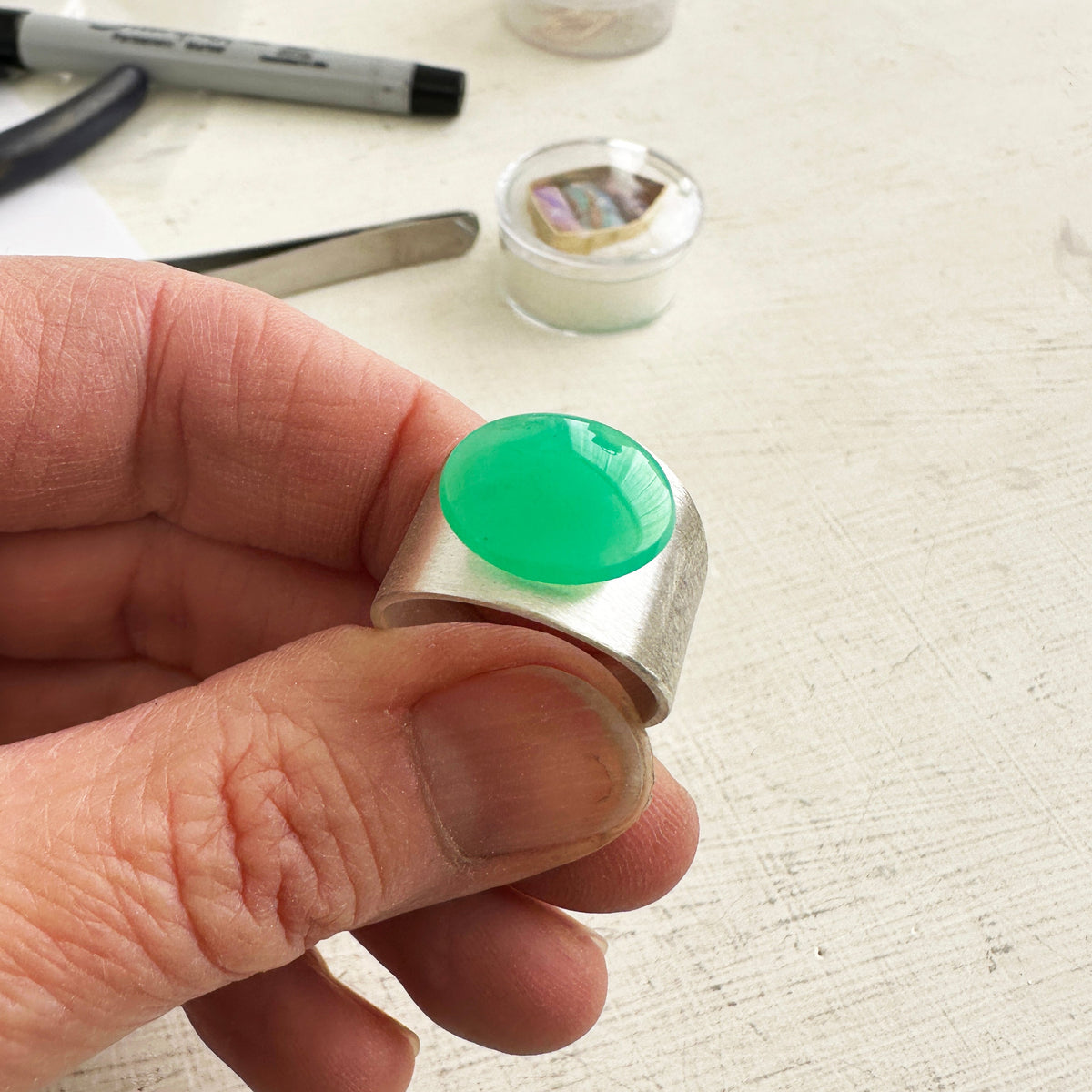 Captured® Chrysoprase Signet Ring