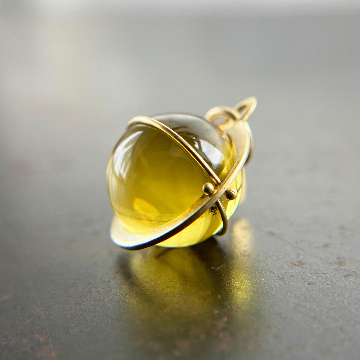 citrine, citrine orb, citrine pendant, citrine necklace, yellow, 18k gold, fine jewelry
