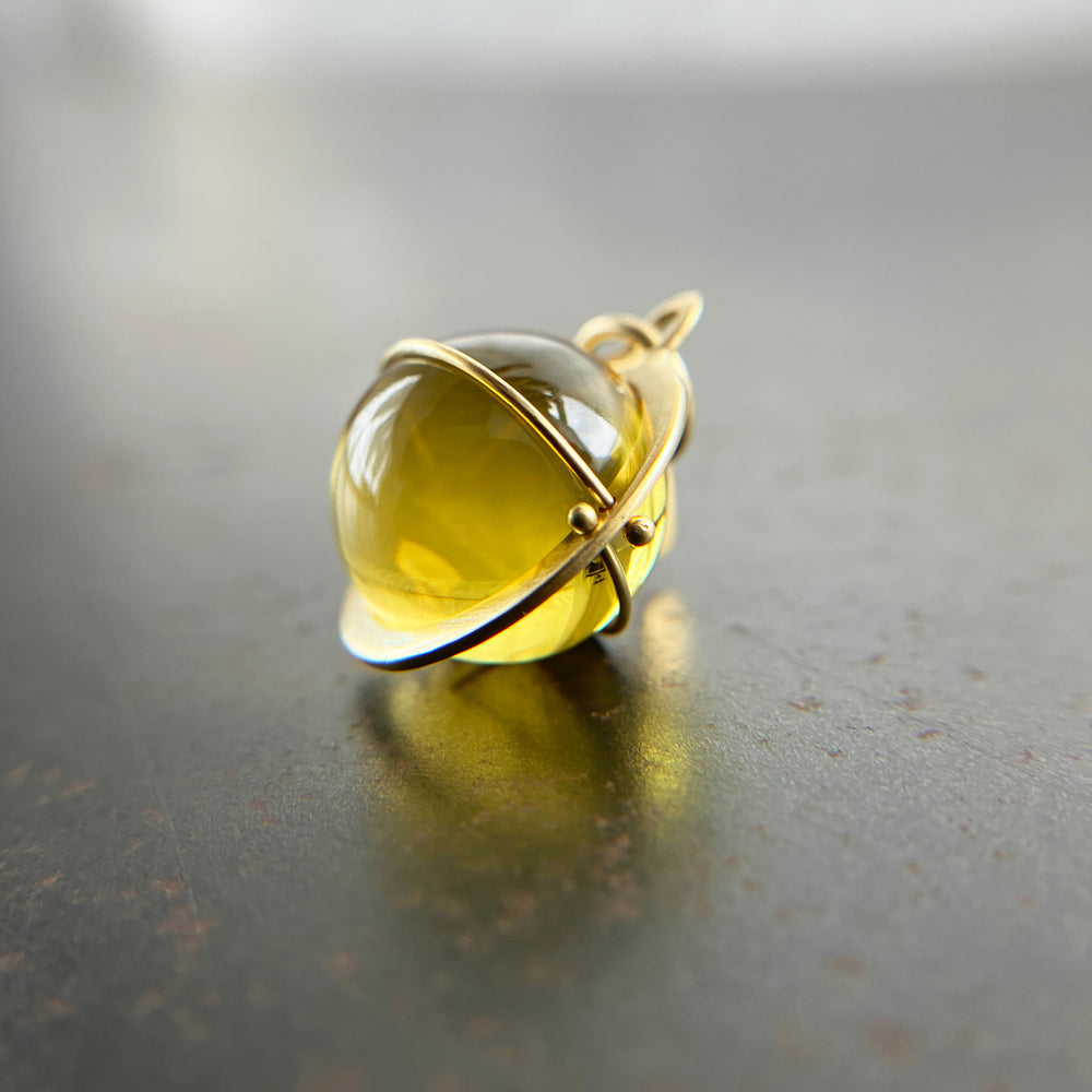 citrine, citrine orb, citrine pendant, citrine necklace, yellow, 18k gold, fine jewelry