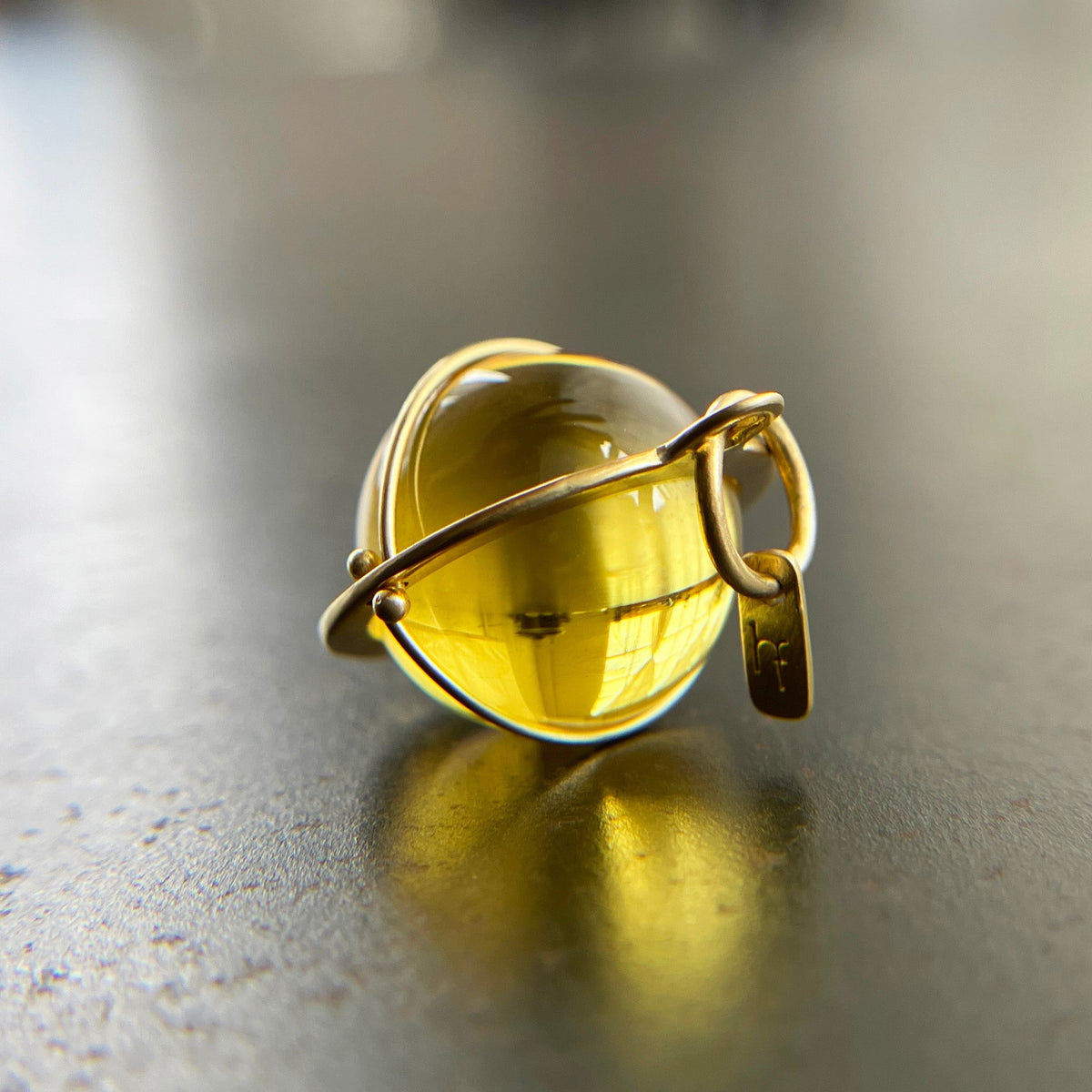 citrine, citrine orb, citrine pendant, citrine necklace, yellow, 18k gold, fine jewelry