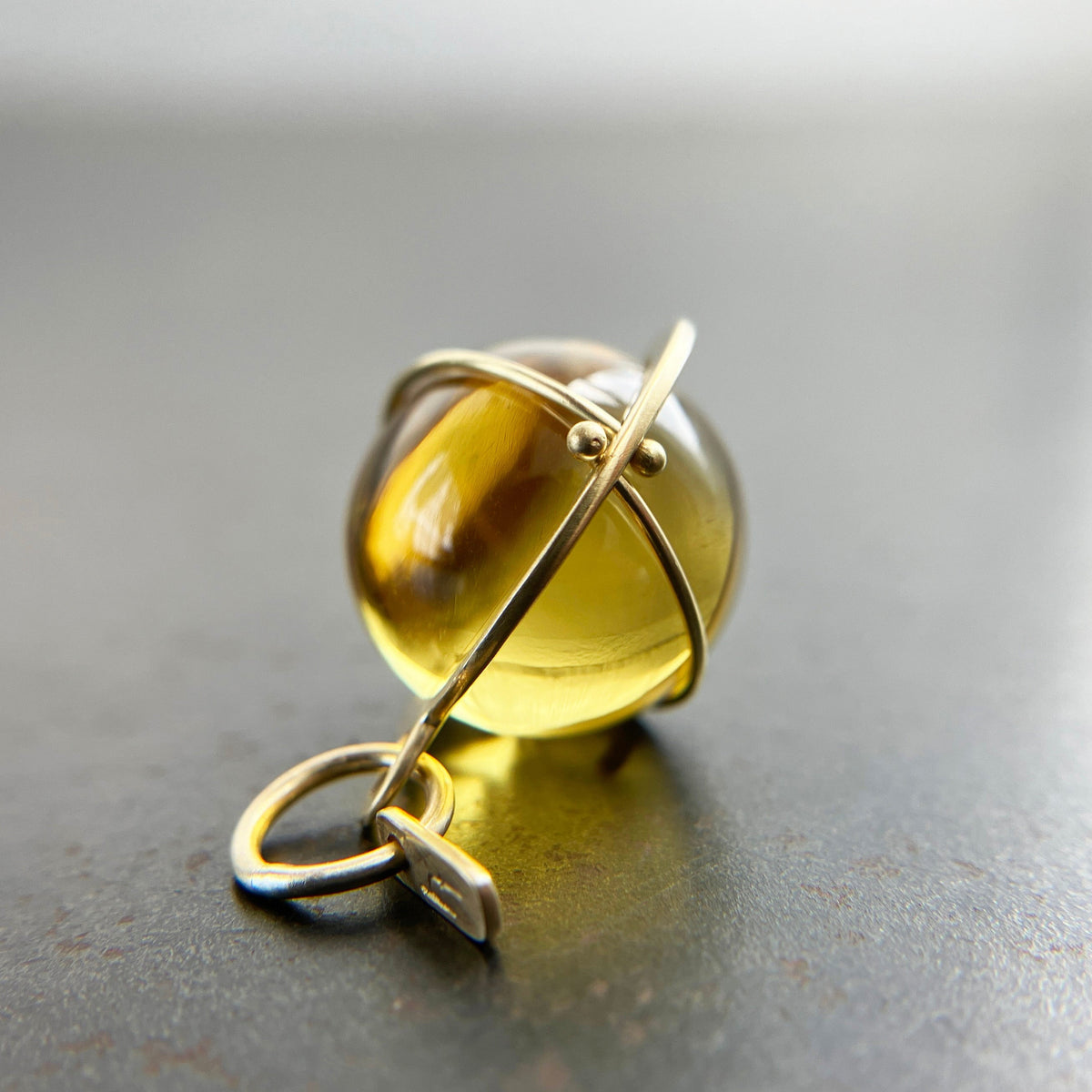 citrine, citrine orb, citrine pendant, citrine necklace, yellow, 18k gold, fine jewelry