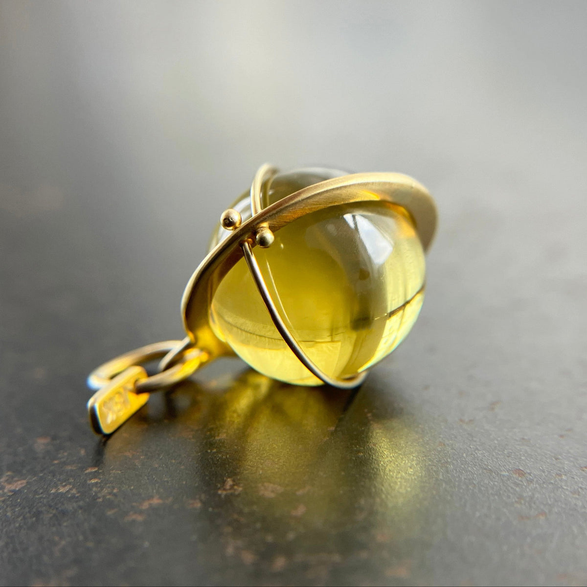 citrine, citrine orb, citrine pendant, citrine necklace, yellow, 18k gold, fine jewelry