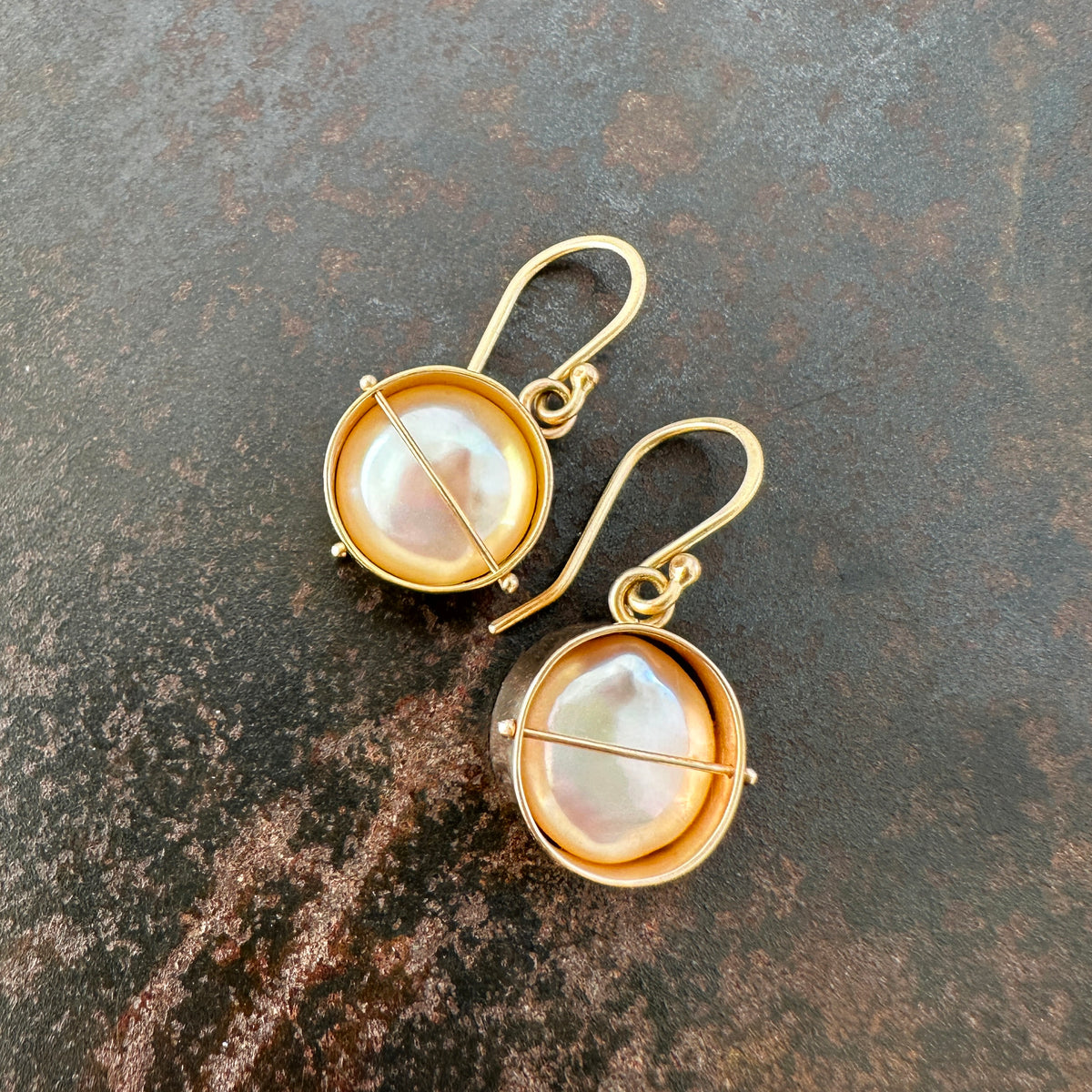 pearl earrings, pearl jewelry, gold earrings, gold jewelry, fine jewelry, hilary finck jewelry, captured collection, unique jewelry.