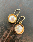 pearl earrings, pearl jewelry, gold earrings, gold jewelry, fine jewelry, hilary finck jewelry, captured collection, unique jewelry.