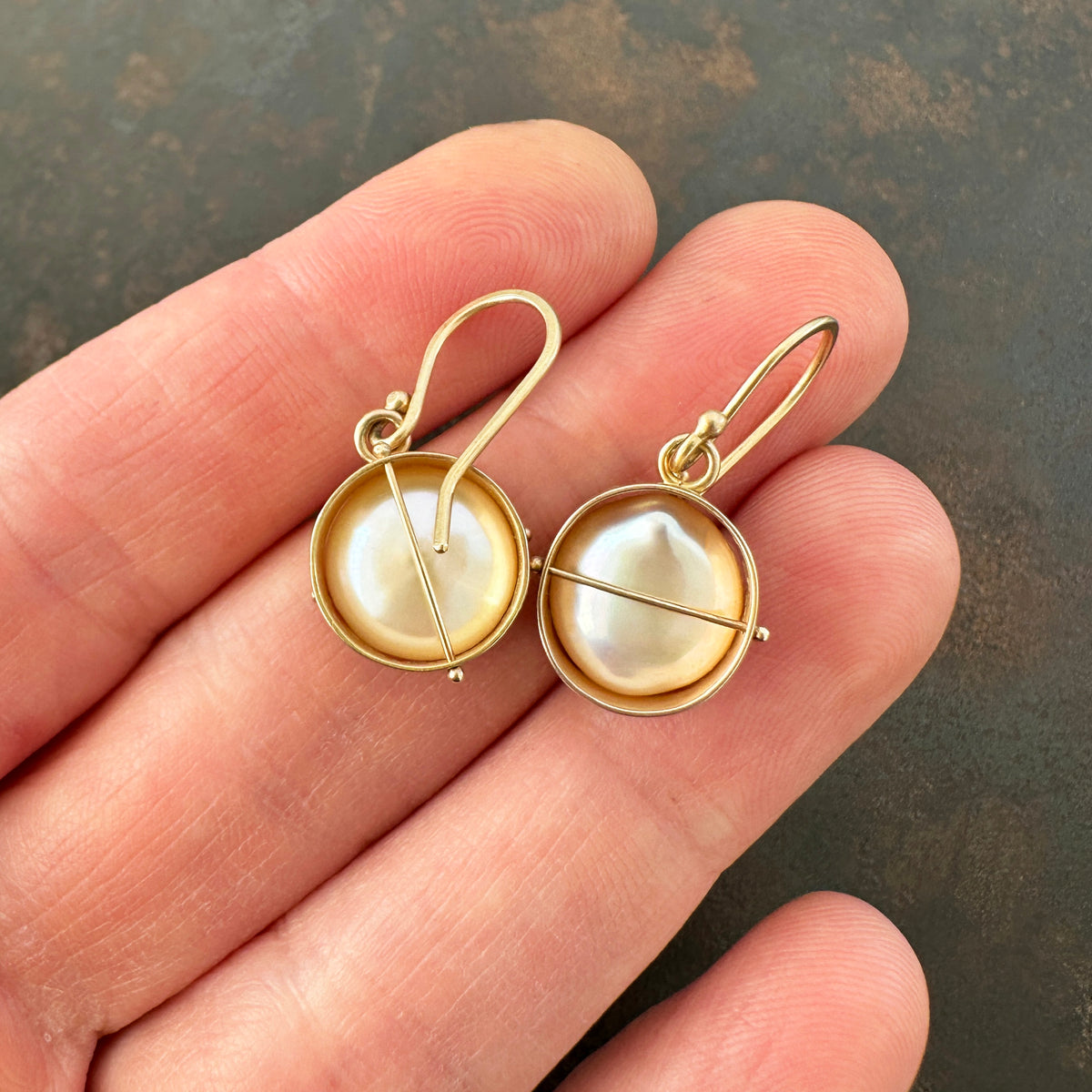 pearl earrings, pearl jewelry, gold earrings, gold jewelry, fine jewelry, hilary finck jewelry, captured collection, unique jewelry.