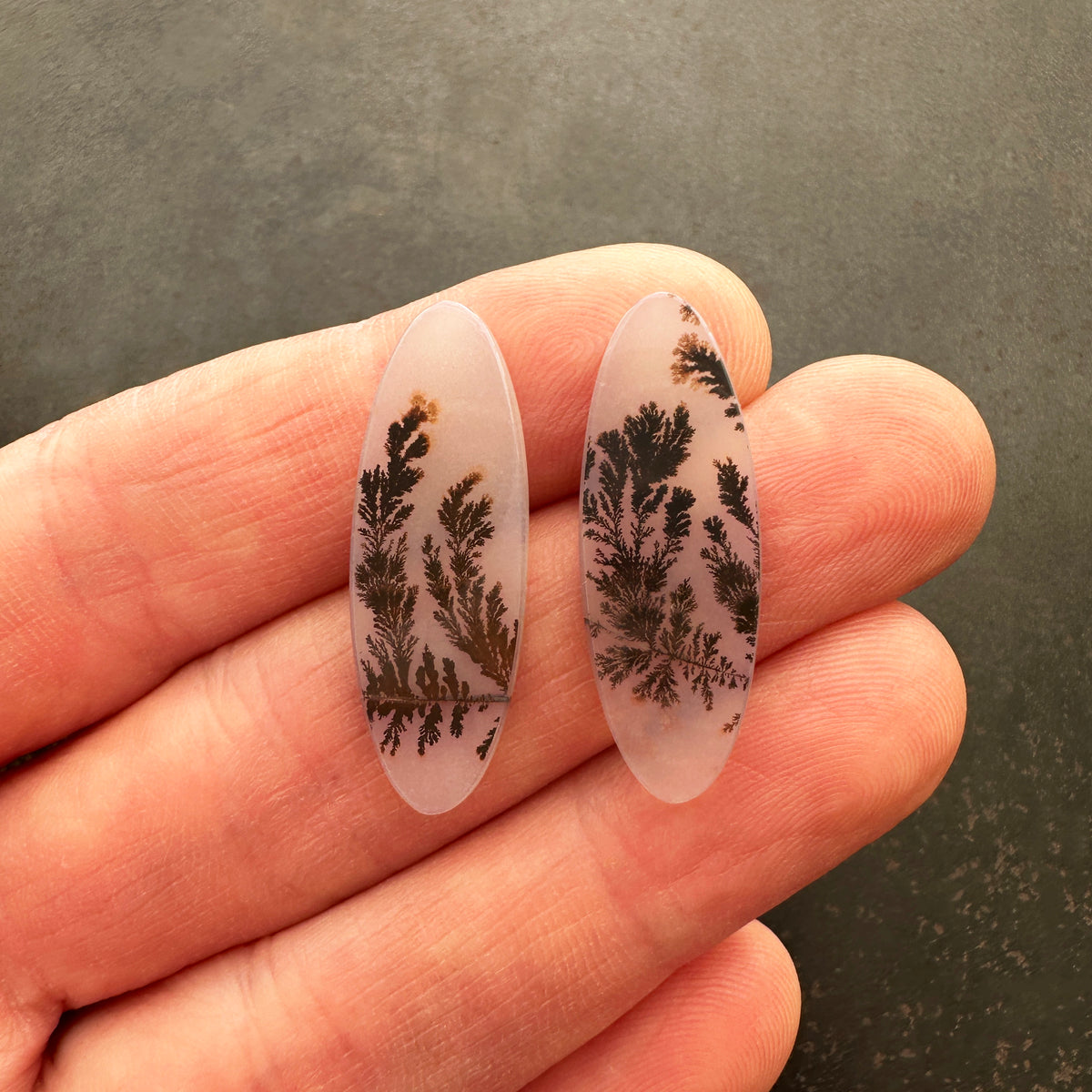Dendritic Agate Oval Pair