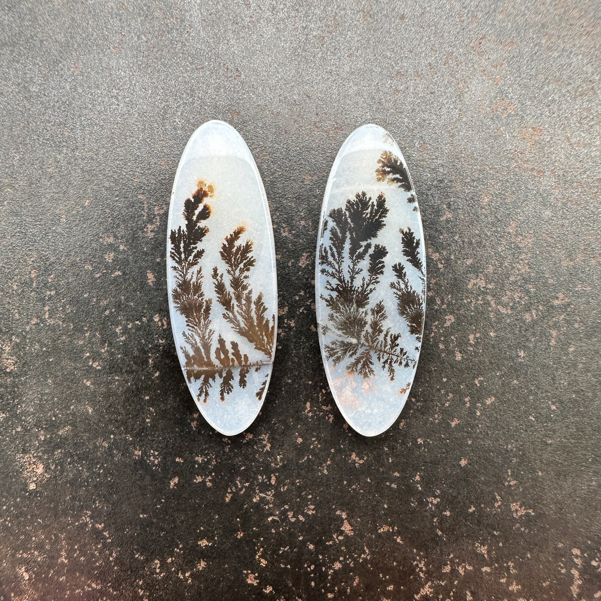 Dendritic Agate Oval Pair