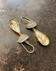 dendritic agate, chalcedony, earrings, drop earrings, 18k gold earrings, one of a kind, fine jewelry
