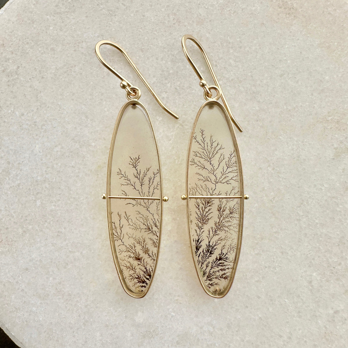 dendritic agate, 14k gold, earrings, oval, agate earrings, one of a kind earrings, gold earrings, dendritic agate earrings