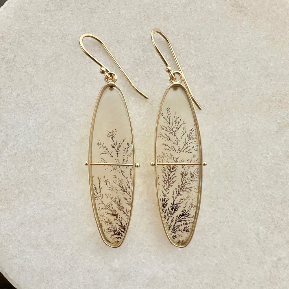 Dendritic Agate Oval Earrings