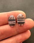 Dendritic Agate Striped Oval Pair