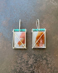 Captured Dendritic Agate and Turquoise Bead Earrings