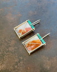 Captured Dendritic Agate and Turquoise Bead Earrings