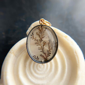 dendritic quartz pendant in gold setting