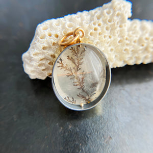 dendritic quartz pendant in gold setting