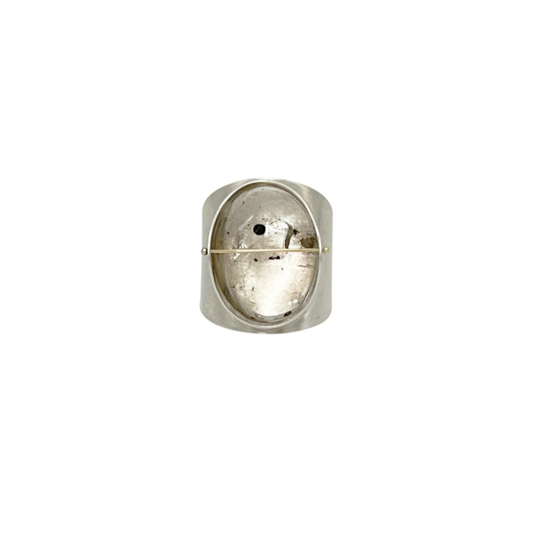 Captured Enhydro Quartz Parabola Ring