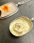 enhydro quartz 18k bimetal necklace with 3 way silver rolo chain