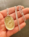 enhydro quartz 18k bimetal necklace with 3 way silver rolo chain