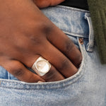 Silver ring with enhydro quartz stone