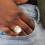 Silver ring with enhydro quartz stone