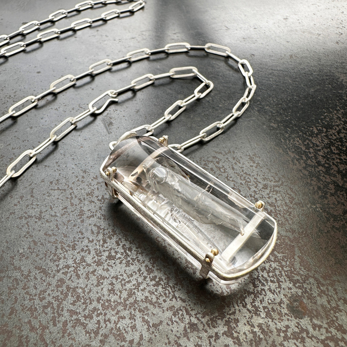 Enhydro Quartz Rectangular Pendant