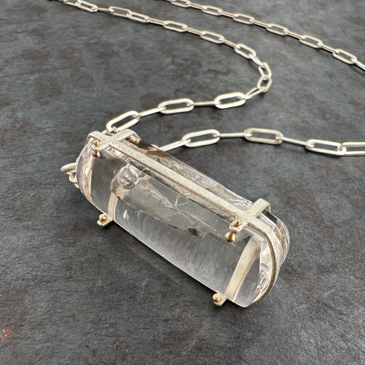 Enhydro Quartz Rectangular Pendant