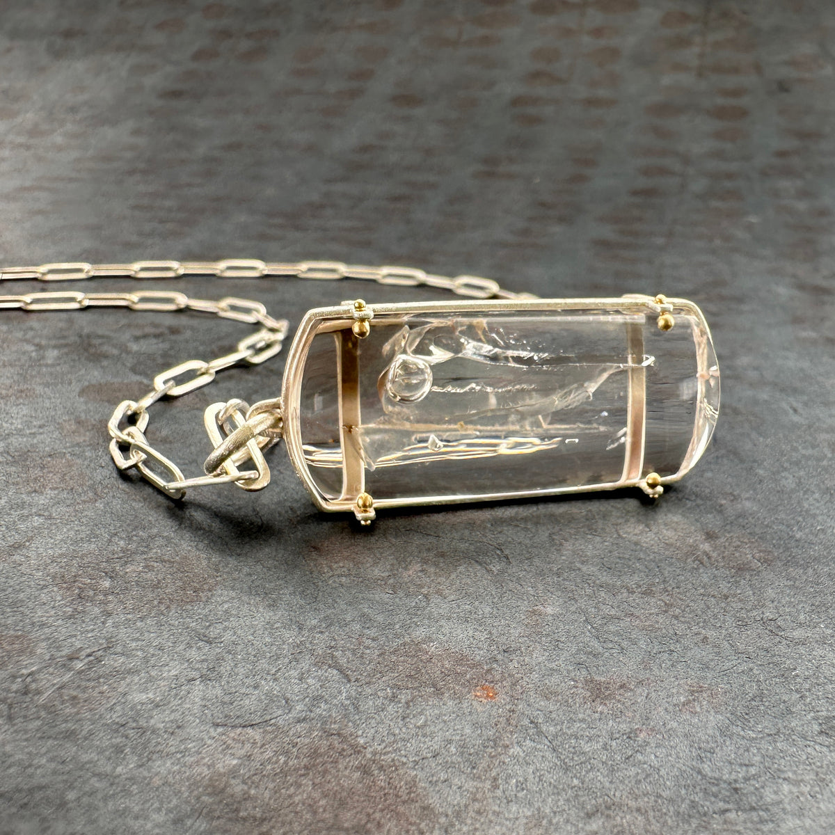 Enhydro Quartz Rectangular Pendant