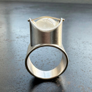 Silver ring with enhydro quartz stone
