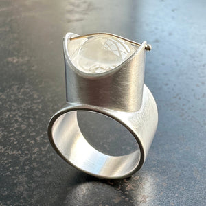 Silver ring with enhydro quartz stone