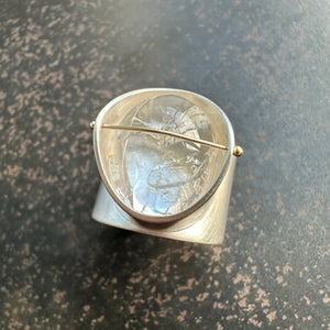 Silver ring with enhydro quartz stone